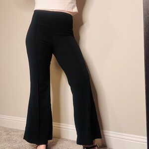 High-Waist Pull On Black Flare Dress Pants for Women